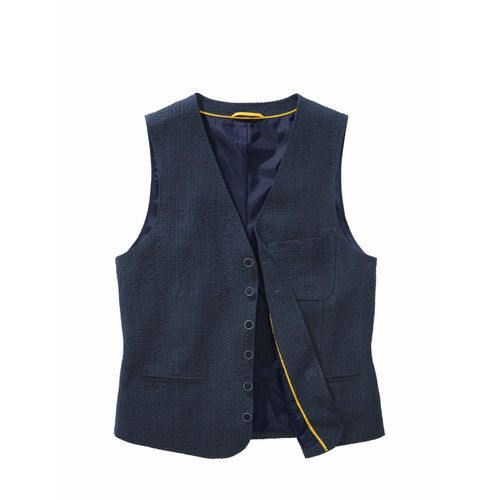 Mey & Edlich Herren Seersucker-Leinenweste Blau 97 % Leinen, 3 % Elasthan
