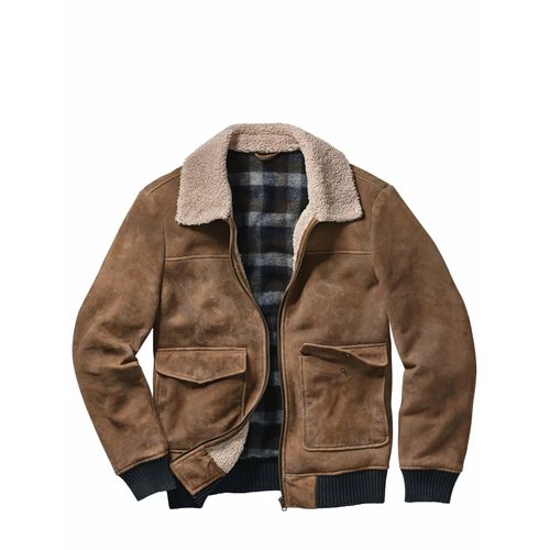 Mey & Edlich Herren Tollkühne Fliegerjacke Braun Ziegenveloursleder