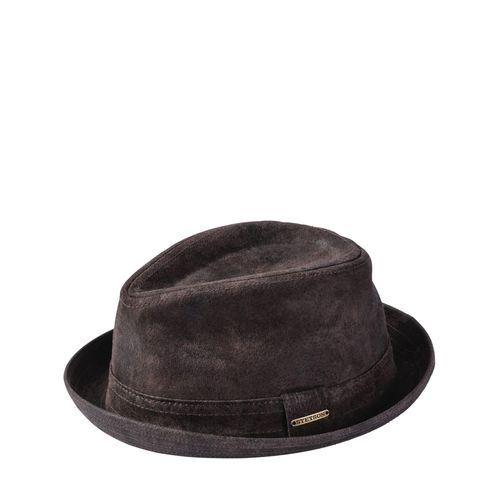 Stetson Herren Leder-Trilby Braun Veloursleder