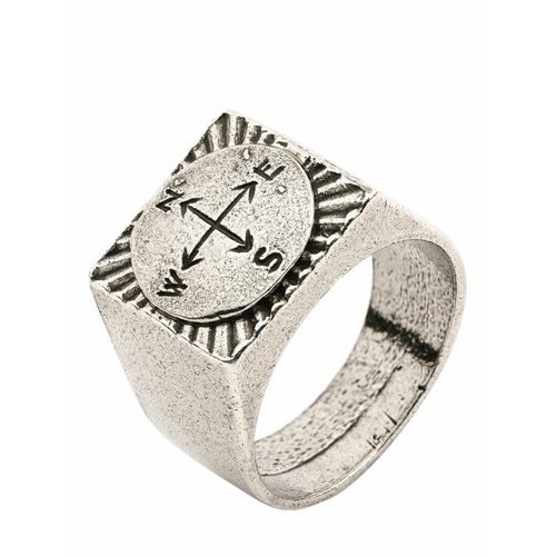 Mey & Edlich Herren Kompass-Ring Metallic Zinn ins Silberbad getaucht