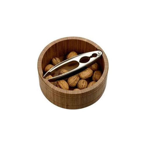Schale KESPER "Nussschale inklusive Nussknacker, rund, dunkler Bambus, FSC", braun, H:7cm L:16,6cm Ø:16,6cm, Bambus, Schüsseln, Snackschale Deko-Schale Holzschale