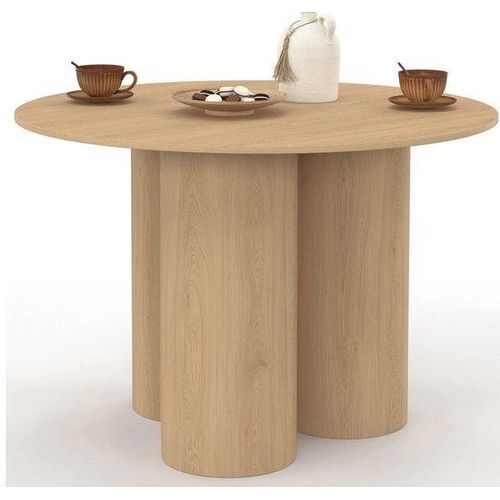 Holztisch für sechs Personen, rund, 110 cm, Eiche - Modernes Design - Dauerhaft - Luxus - Zeitlos - Tagesgebrauch