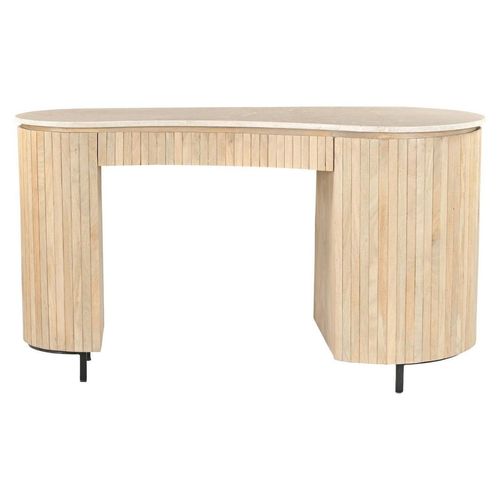 Schreibtisch Brix 136 x 80 x 60 cm Mangoholz Naturstein Natur Weiß