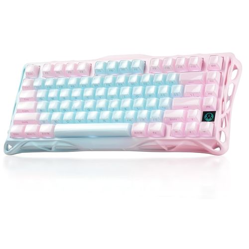 GravaStar Mercury K1 Lite 75% Mechanische Tastatur Gaming, 2.4GHz/BT5.0/Type-C Mechanical Keyboard,QWERTY,Hot-Swap Kabellos Gaming Tastatur 75 Prozent - Aurora Mist