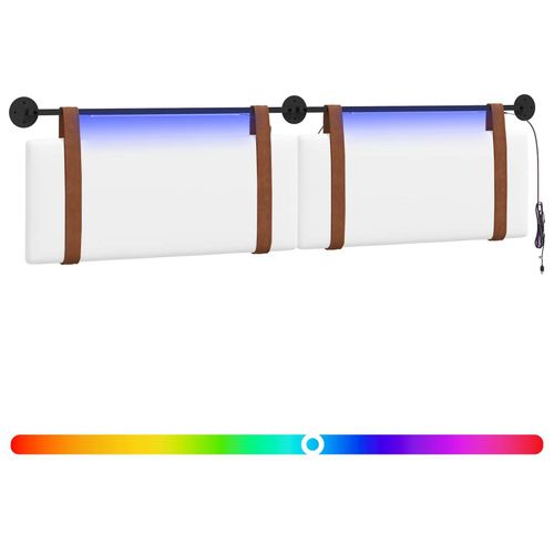Hängendes Kopfteil Mit LED Licht Weiß Antikes PU