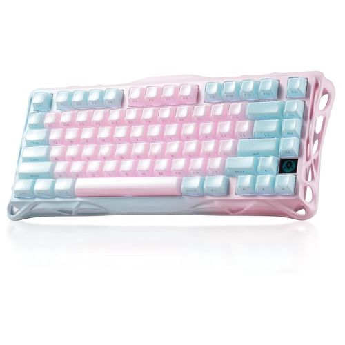 GravaStar Mercury K1 Lite 75% Mechanische Tastatur Gaming, 2.4GHz/BT5.0/Type-C Mechanical Keyboard,QWERTY,Hot-Swap Kabellos Gaming Tastatur 75 Prozent - Lumen Rose