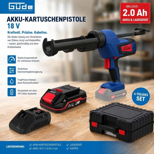 Güde Akku Kartuschenpresse 18V mit Akku / Ladegerät. Koffer Kartuschenpistole
