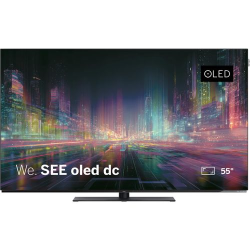 LOEWE We. SEE 55 Zoll OLED-TV, Dual Channel, Smart TV (Dolby Vision, 60 W Dolby Atmos, HDMI 2.1 120 Hz VRR, Apple AirPlay, Matter, Bluetooth Remote, extra flaches Monitor-Design)