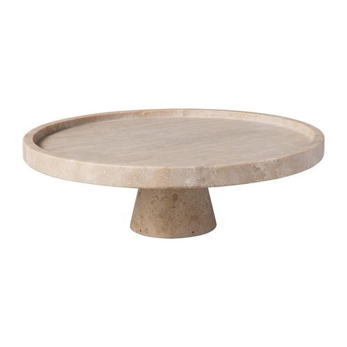 Servierplatte VILLEROY & BOCH "Servierschale mit Fuß Manufacture Travertine ø 28 cm beige", beige, L:28cm, Steingut, Servierplatten, Servierplatte