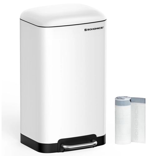 Mülleimer/Abfalleimer - 30 l - Edelstahl - Luftdicht und geruchsdicht - Weiß
