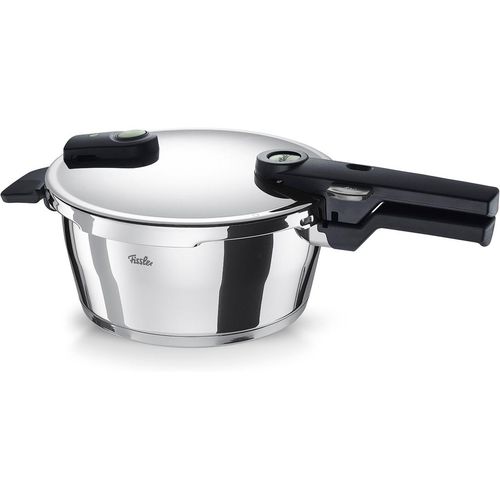 Schnellkochtopf FISSLER "VitaquickElemental Dampfkochtopf Premium Drucktopf", silber, B:29,5cm H:17,5cm L:39,5cm Ø:22cm, Töpfe, Schnellkochtopf, Schnellkochtopf mit 2 Garstufen und Superthermic Boden