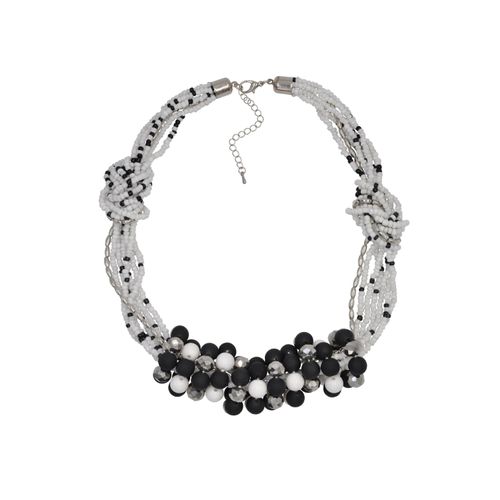 Steuer Modeschmuck Kette 58 cm lang Glasstein weiß