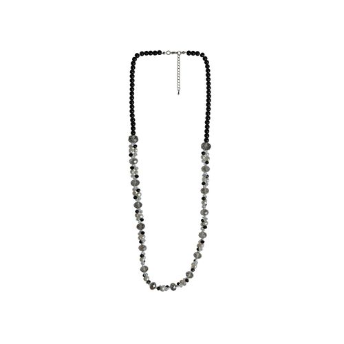 Steuer Modeschmuck Kette 83cm Glasstein grau