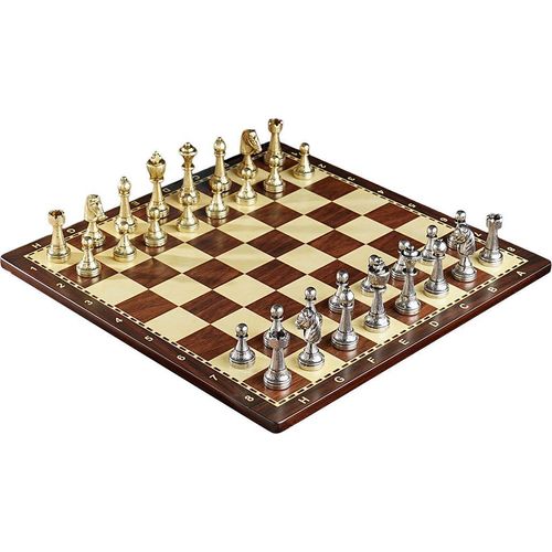 Luxus-Schachset von Italfama – Walnuss-Stil & Massive Metallfiguren