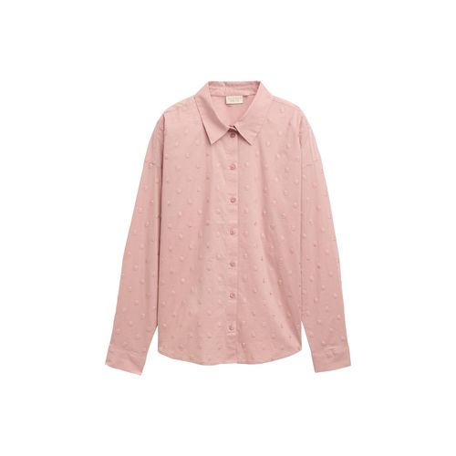 TOM TAILOR DENIM Damen Hemdbluse mit gepunkteter Struktur, rosa, Uni, Gr. XL
