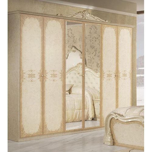 Barock Kleiderschrank Tolouse Kleiderschrank 6trg. in Beige / Gold