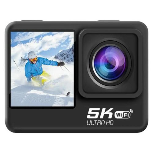 Action-Cam - 5K Ultra HD Doppeldisplay - 30 m Wasserdicht - WLAN - 24 MP - Weitwinkel - Unterstützung für externes Mikrofon - Kein eingebautes Mikrofon