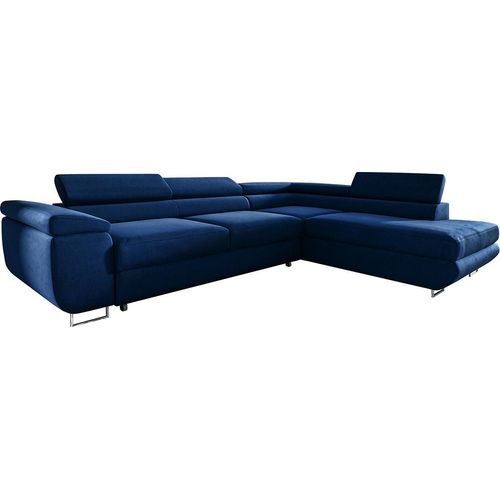 Ecksofa rechts umwandelbar 4-Sitzer Lyam Blau