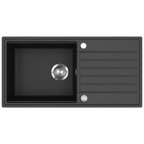 Visiona Spüle Tila, Schwarz, Stein, 86x19x43.5 cm, Küchen, Küchenausstattung, Küchenspülen, Granitspüle