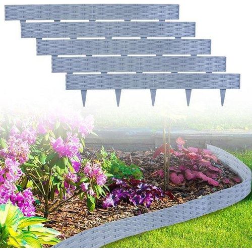 Gartenrand Kunststoff - Blumenrand um Palisade - Gartenranden Gestalten - 30 m - Grau