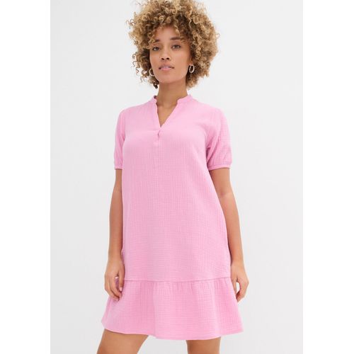 bonprix Minikleid aus Musselin, rosa, Gr.42, Hübsches Musselin-Kleid mit Volant., aus Musselin