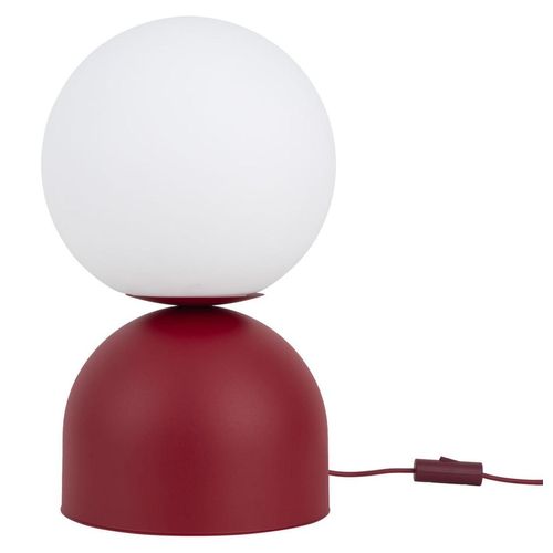 Nachttischlampe Metall E27 Ø 30 cm rund 52 cm Burgunderrot Weiß Kugelschirm Modern Tischlampe
