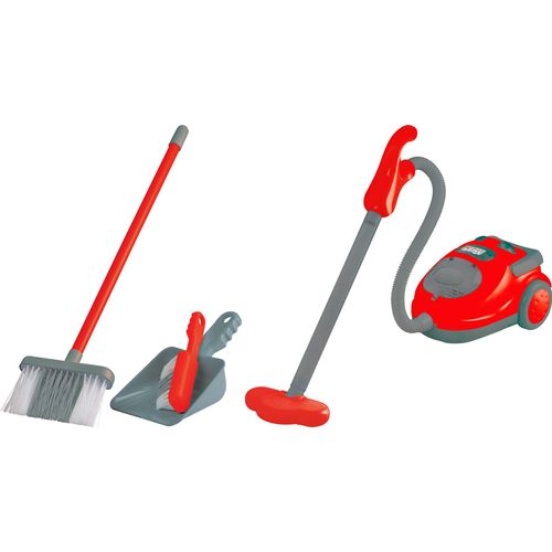 Kinder-Haushaltsset HAPPY PEOPLE "Staubsauger und Putz-Set", rot (rot, grau), Spielzeug-Haushaltsgeräte, Kinder, Kunststoff, Kinder-Haushaltsset, mit Licht- und Soundeffekt
