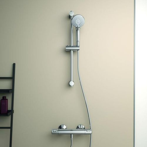 Ideal Standard Idealrain Brausekombination A7203AA 60 cm, mit Brausethermostat, Brausestange, 3F-Handbrause, 8l, chrom