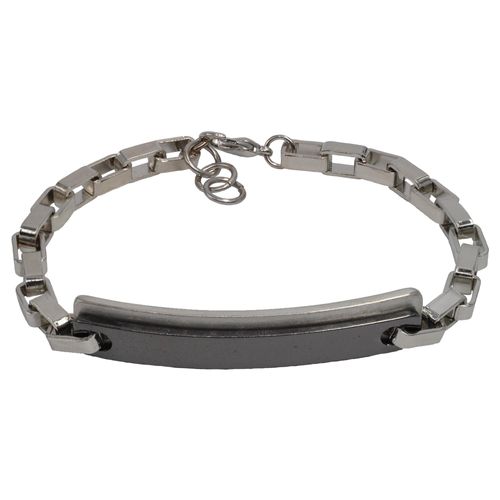 Armband STEUER "Edelstahl Schildband zweifarbig", silber, Armbänder, Herren, 21,5cm, Edelstahl, glänzend, matt, Armband