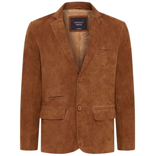 Heren Tan Slim Goat Suede Italiaanse Blazer Jas-Somero