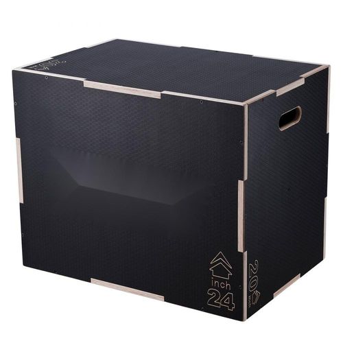 Plyometrische Sprungbox «3 in 1» - Plyobox 30/24/20 Zoll, Max. 204 kg - Fitness Step-Up-Box zur Steigerung der Sprungkraft, Schwarz, Höhenverstellbar