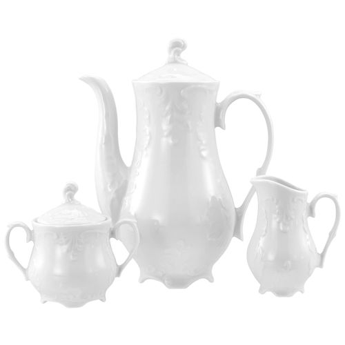 CreaTable - 12620 Rokoko Weiss, Kaffeegarnitur 3-tlg