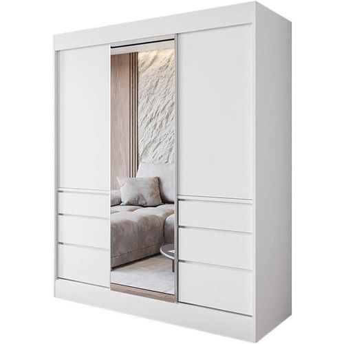 Gemeinschafts-Schrank mit Spiegel - 180 cm Breit - Ideal für Schlafzimmer