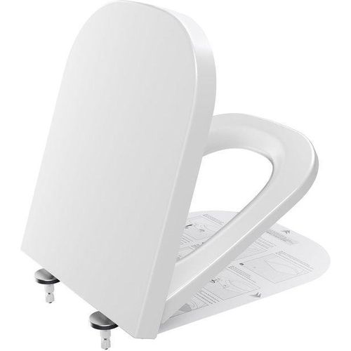 Automatische Familien-WC-Sitz mit Softclose und Sichtschutz, weiß, quadratisch, Familie
