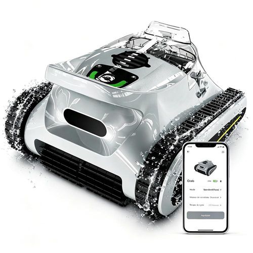 Poolroboter Drei Reinigungsmodi,150 Min, kabelloser Poolroboter für Boden und Wände,mit intelligenter Routenplanung,bis zu 200 m² APP Control, Grau
