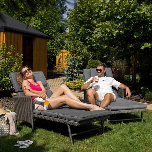 di volio Relaxliege Breso Grau - bequem und langlebig, Relaxstuhl aus witterungsbeständigen Materialien, Sonnenliege für Garten & Wohnung