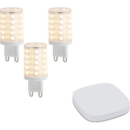 QAZQA Set mit 3 smarten, dimmbaren G9-LED-Lampen 2,5 W 250 lm 2700K-6500K inkl. Zigbee Smart Hub