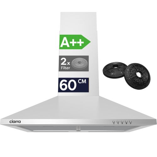 CIARRA A++ 404 m³/h Dunstabzugshaube 60 cm Wandhaube Pyramide Abzugshaube 3 Stufen VMS6201