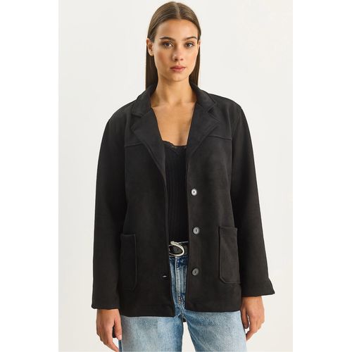 Synthetische Suede Knop-up Jas