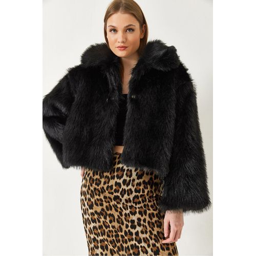 Kürzerer Offener Front-Faux-Fur-Mantel mit Langen Ärmeln