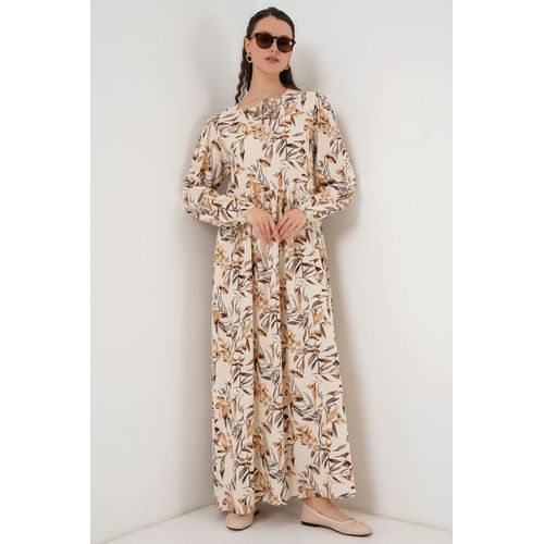 Muster Maxi-Kleid mit Bindeband