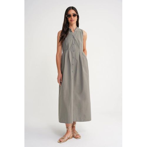 Geknoopte Tippet Kragen Maxi Jurk