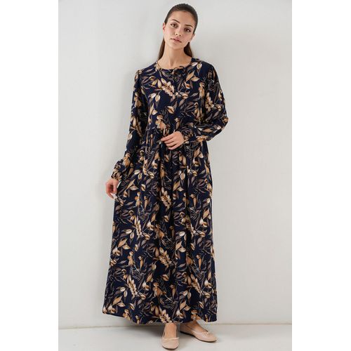 Muster Maxi-Kleid mit Bindeband