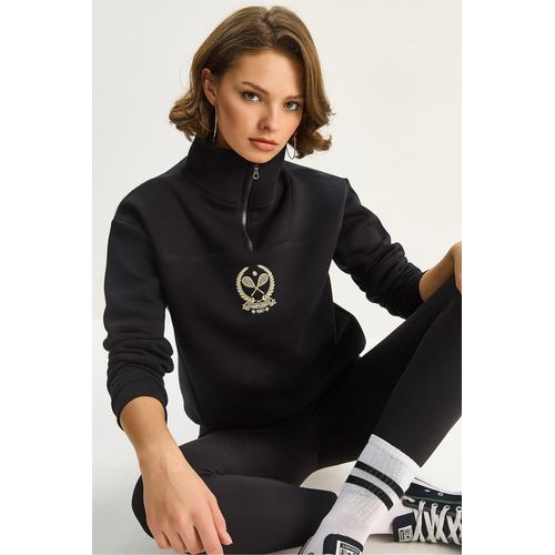 Borduursel Rits Kraag Sweater