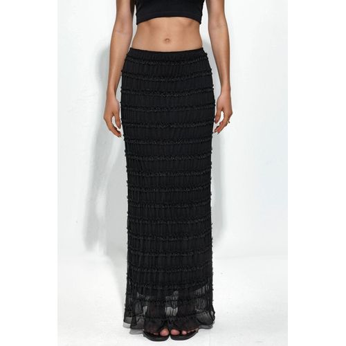 Tüll-Maxikleid mit niedrigem Bund