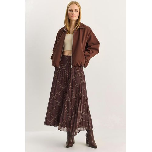 Hoogwaardige Geruite Maxi Rok