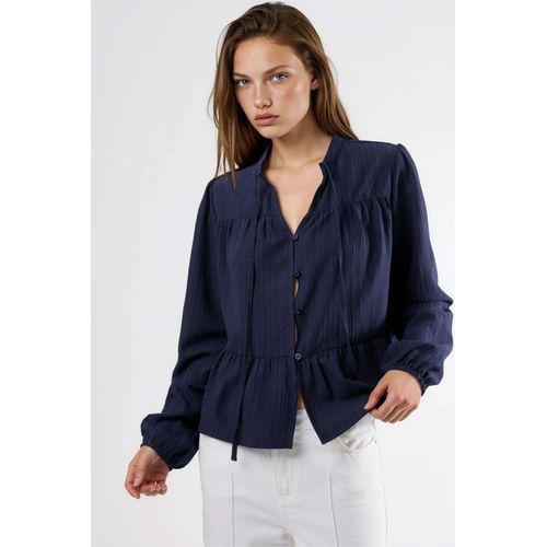 Bluse mit langen Ärmeln und Tippet-Kragen