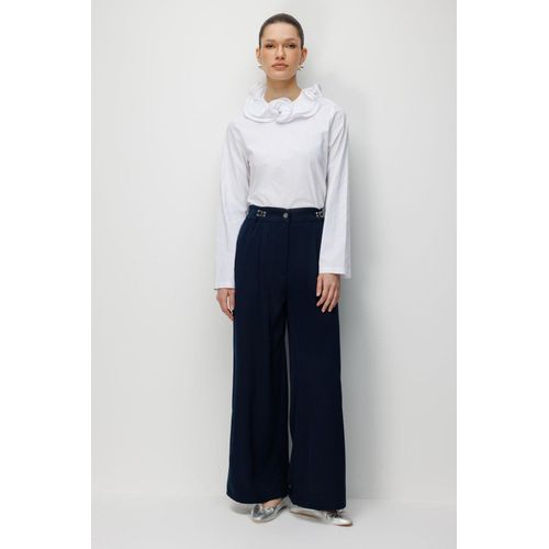 Hoge Taille Wijde Pantalon met Toebehoren Detail