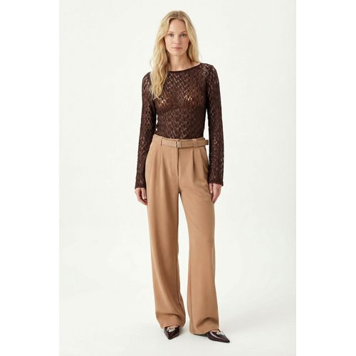 High Waist Wide Leg Broek met Gesp