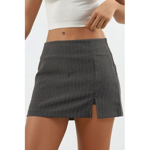 Gestreepte Mini Skorts met Sleufdetail